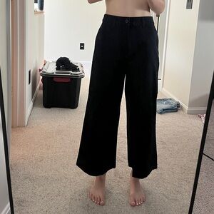 Cropped Uniqlo Black Wide-Leg Pants